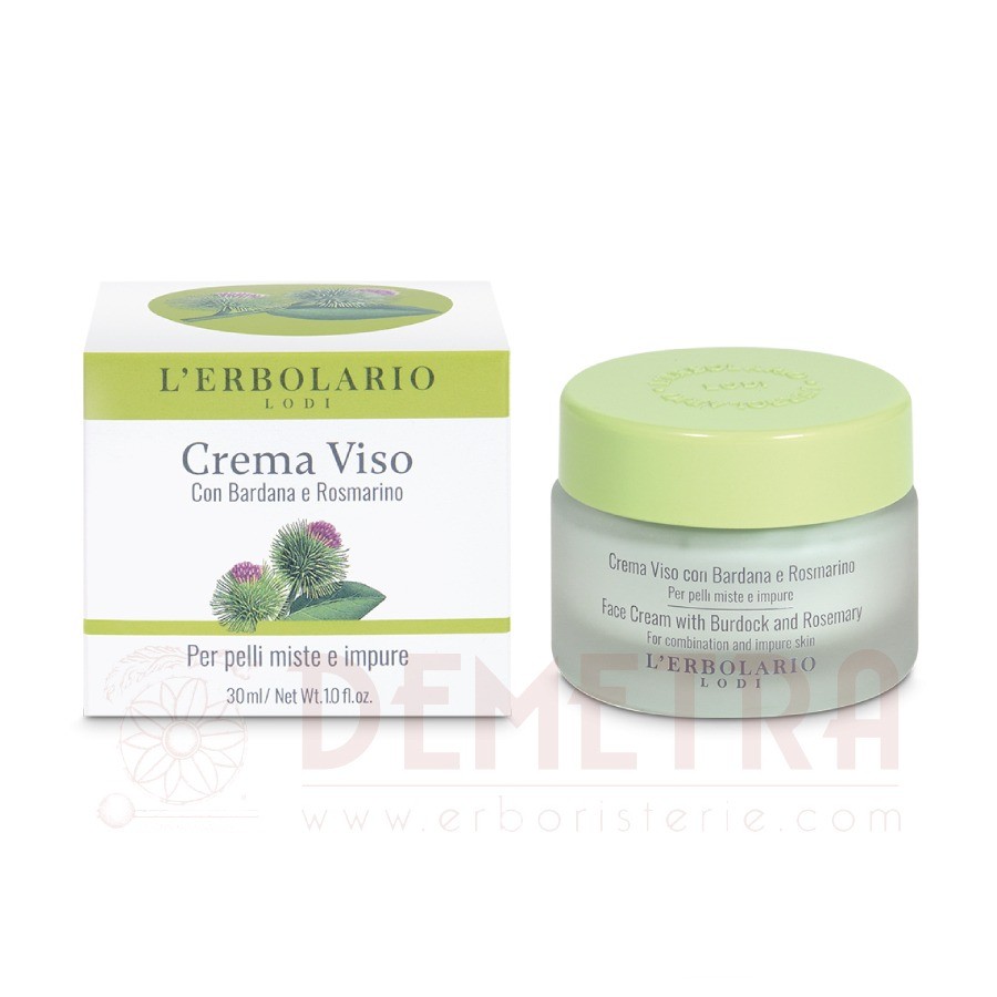 Crema Viso per Pelli Miste e Impure Crema Bardana e Rosmarino 30ml L’Erbolario - immagine 3