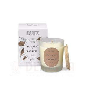 Candela di cera vegetale profumata Pepe Nero Patchouli 180g Nasoterapia