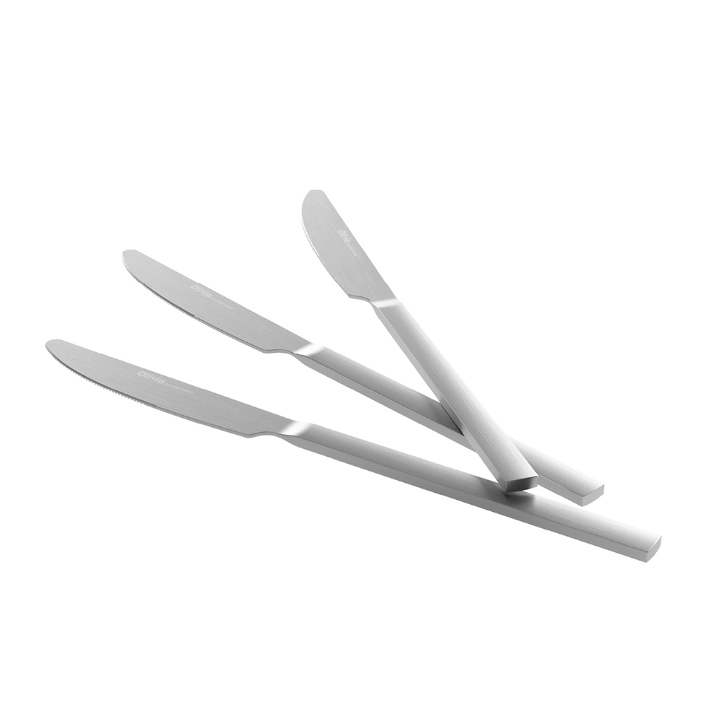 Coltelli da tavola in acciaio inox Satinato opaco 23,5cm 3 pezzi - immagine 2