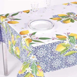 Annamaria Tovaglia E/O Runner In Cotone Stampato Ceramica E Limoni