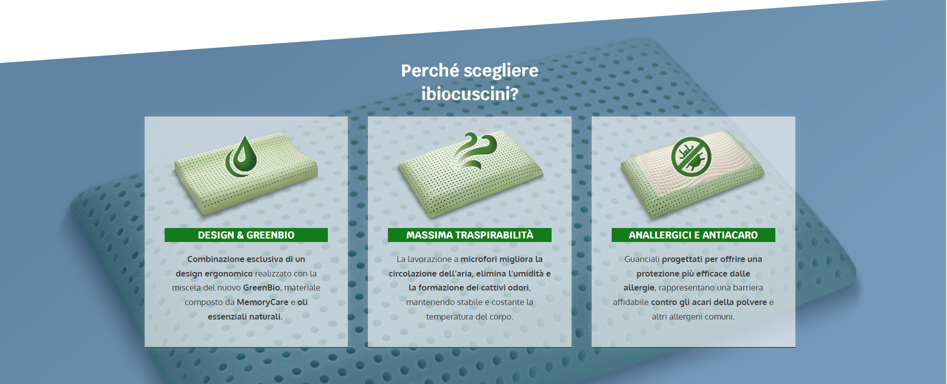 IBioCuscini Acktiva Guanciale Cuscino BioSquare Big H 18 MemoryCare Greenfoam - immagine 3