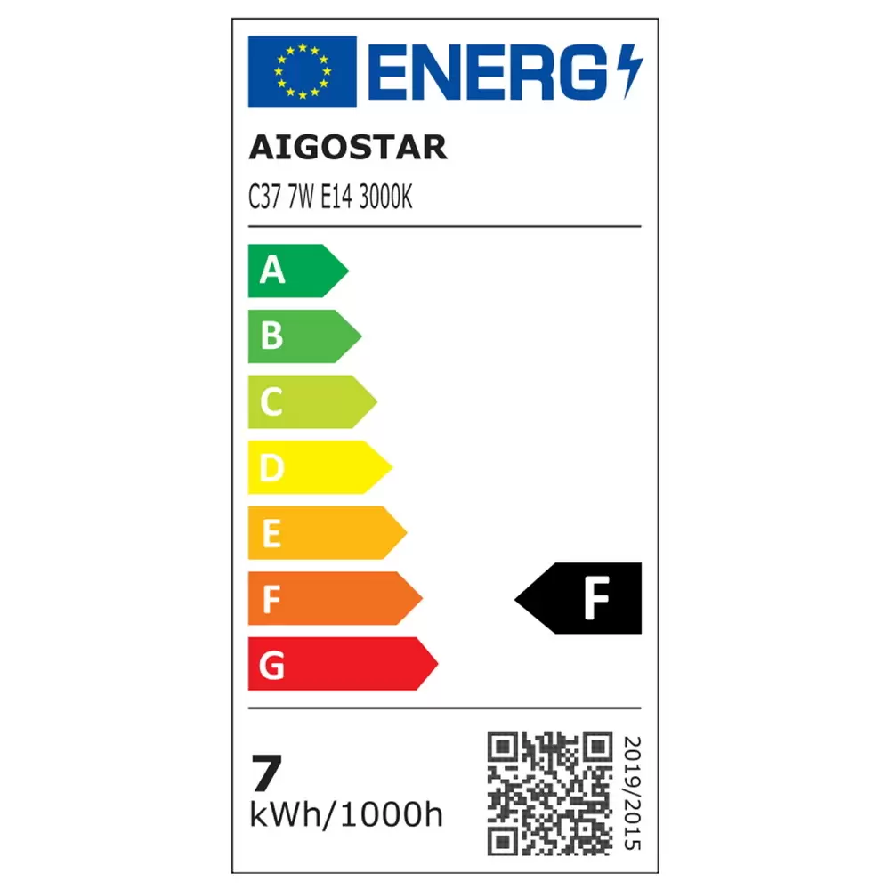 Lampadina Led E14 C35 a candela 7W Bianco caldo 3000K Aigostar - immagine 6