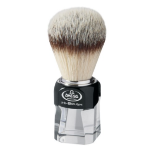 Pennello Da Barba Omega In Fibra Sintetica HI-Brush Con Manico In Resina trasparente Art. 0140634