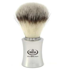 Pennello Da Barba Omega In Fibra Sintetica HI-Brush Con Manico In Plastica Cromato Satinato Art. 0146820