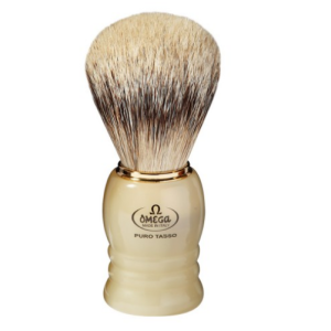 Pennello Da Barba Omega In Tasso Super Con Manico In Resina Imitazione Corno Art. 620