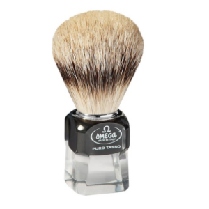 Pennello Da Barba Omega In Tasso Silvertip Con Manico In Resina Trasparente Art. 632