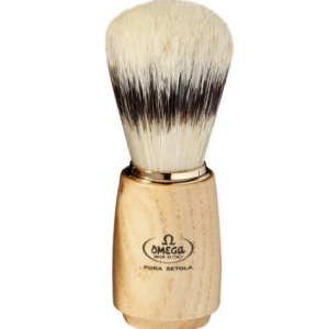 Pennello Da Barba Omega in Pura Setola-Effetto Tasso Con Manico In Legno Di Frassino Art. 11150