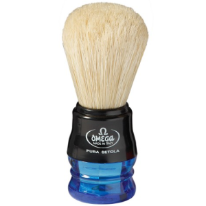 Pennello Da Barba Omega In Pura Setola con Manico In Plastica ABS e Fondo Trasparente Colorato Art. 10077