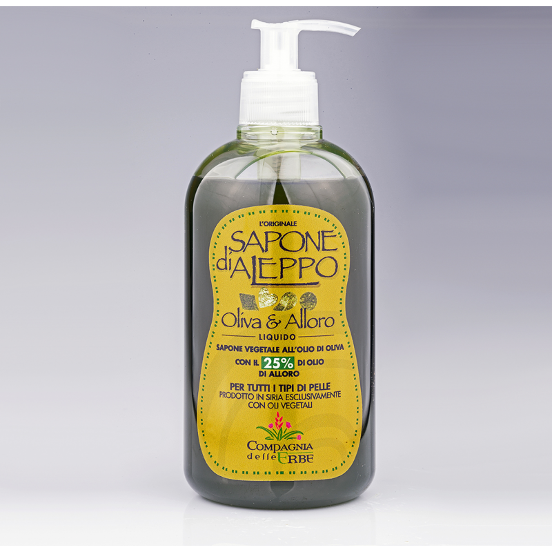 Sapone Aleppo Liquido 25% olio Alloro Compagnia delle Erbe